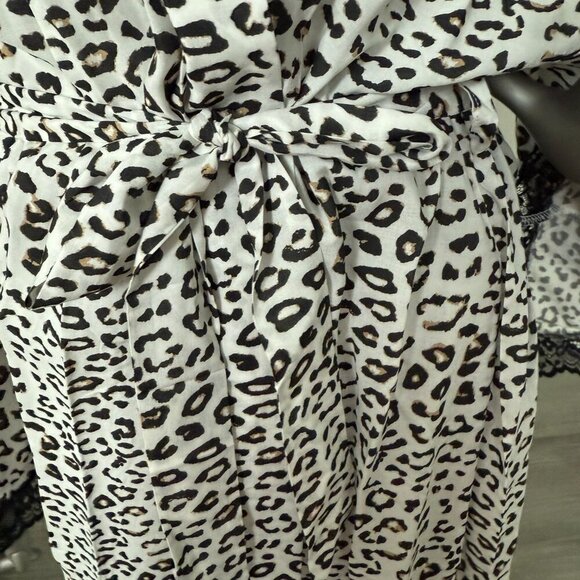 Cosabella Allora Printed Kimono Cheetah Robe Black and White Size Small - Picture 4 of 8